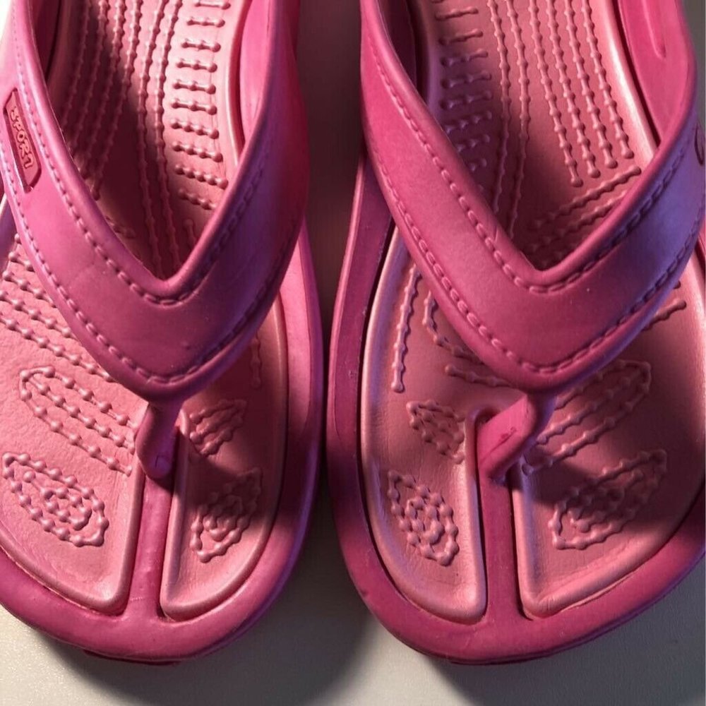 Womens Flip Flop Sandals Pink Flat Heel Slip On 7